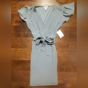 Ninw West Wrap Dress with Ruffle Sleeves